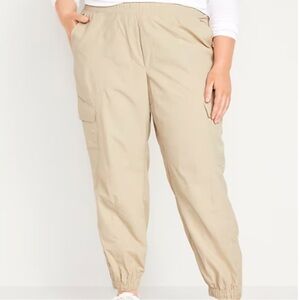 Old Navy Women 2X Beige Quick Dry Pull On High-Waisted Ankle Zip Cargo Joggers